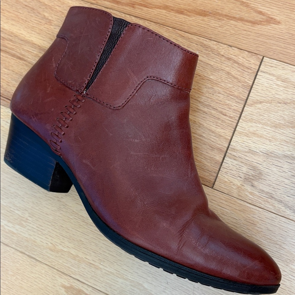 Sofft Parveen Leather Ankle Boots Booties Shoes 9.5 Granata Red mahogany western